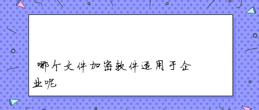 哪个文件加密软件适用于企业呢