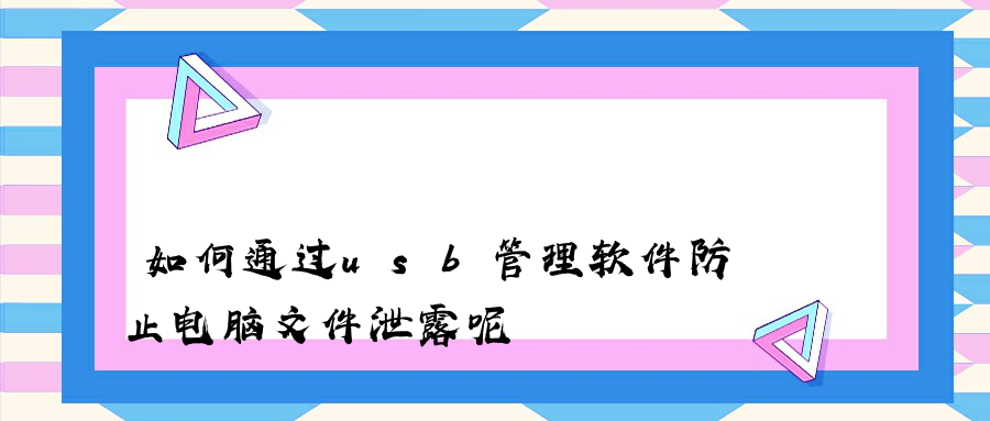 如何通过usb管理软件防止电脑文件泄露呢